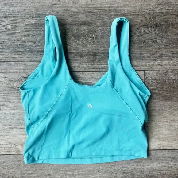 Lululemon Align Crop Buttery Soft Workout Top Bra Lined Stretchy Comfy Baby Blue - Picture 2 of 5